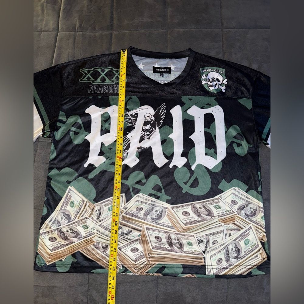Reason Men's Black and Green 'Paid' Graphic Jersey Size XL - Picture 7 of 11